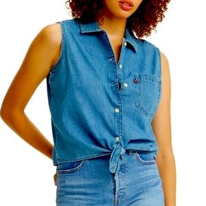 Levi's Rumi denim tie front top (1424)~ XL